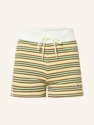 Obrázek produktu Adidas Originals Froté Šortky Booty S Pruhy světle zelená / hnědá / tmavě žlutá