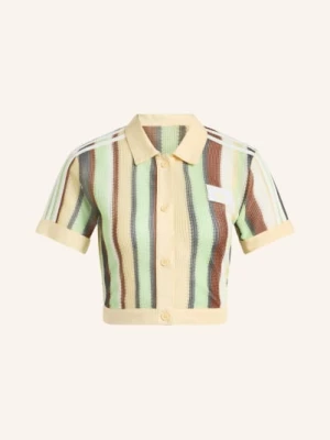 Obrázek produktu Adidas Originals Pletené Polo Tričko Striped Cropped světle zelená / hnědá / béžová
