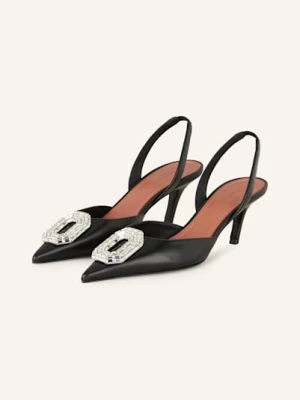 Obrázek produktu Amina Muaddi Slingpumps S Otevřenou Patou Camelia černá