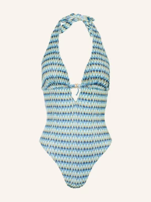 Obrázek produktu Banana Moon Couture Plavky S Vázáním Za Krkem Mirage Nerea S Třpytivou Přízí modrá / tmavě modrá / bílá