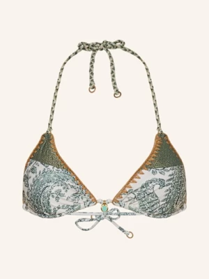 Obrázek produktu Banana Moon Couture Trojúhelníkový Bikini Top Bosco Nassimia S Třpytivou Přízí režná / zelená / béžová
