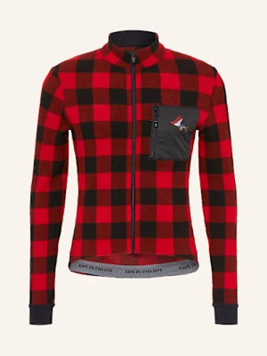 Obrázek produktu Café Du Cycliste Fleecový Cyklistický Dres Solange červená / černá CAFÉ DU CYCLISTE