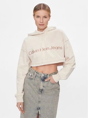 Obrázek produktu Calvin Klein Jeans Mikina Hero Monologo Short Hoodie J20J222540 Écru Regular Fit