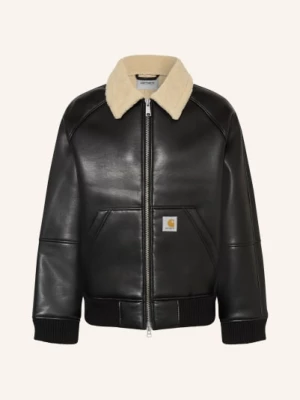 Obrázek produktu Carhartt Wip Bunda Shepton V Koženém Vzhledu S Umělou Kožešinou černá / světle hnědá
