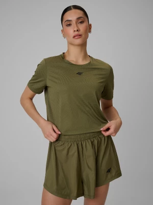 Obrázek produktu Crop top tréninkový slim rychleschnoucí dámský - olivový 4F
