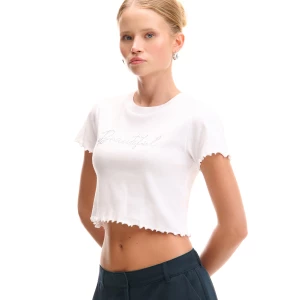Obrázek produktu Cropp - Bílé tričko se zdobením - bílá