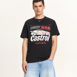 Obrázek produktu Cropp - Černé tričko s potiskem Castrol - černý