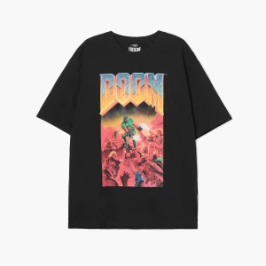 Obrázek produktu Cropp - Černé tričko s potiskem Doom - černý