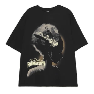 Obrázek produktu Cropp - Černé tričko s potiskem The Bride of Frankenstein - černý