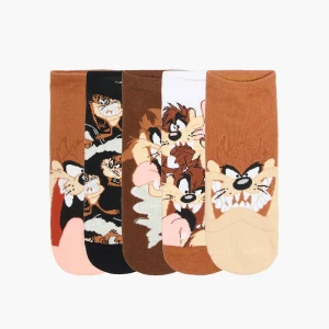 Obrázek produktu Cropp - Sada 5 párů ponožek s potiskem Tasmanian Devil Looney Tunes - hnědá