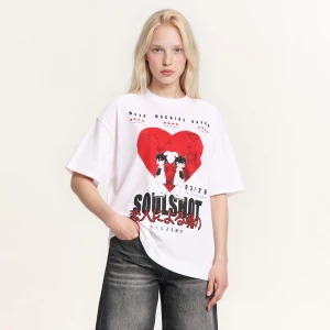 Obrázek produktu Cropp - Tričko oversize s potiskem - bílá