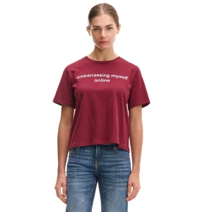 Obrázek produktu Cropp - Tričko oversize s potiskem - mahagonová