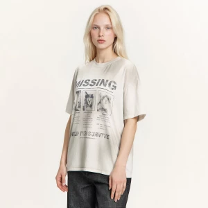 Obrázek produktu Cropp - Tričko oversize s potiskem - světle šedá