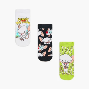 Obrázek produktu Cropp - Trojbalení ponožek s potiskem Pinky and the Brain - tmavě šedá