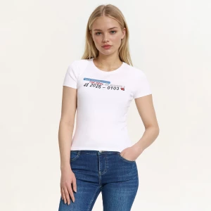 Obrázek produktu Cropp - Žebrované tričko s potiskem - bílá