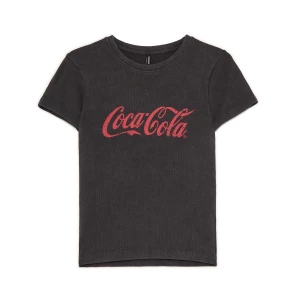 Obrázek produktu Cropp - Žebrované tričko s potiskem Coca-Cola - tmavě šedá