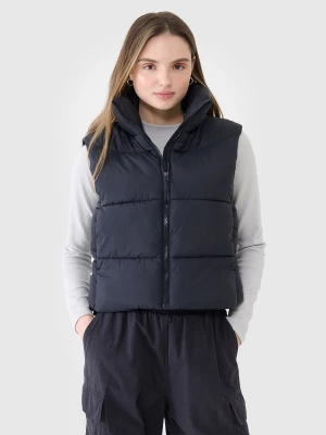 Obrázek produktu Dámská péřová vesta cropped s výplní ze syntetického peří - černá 4F