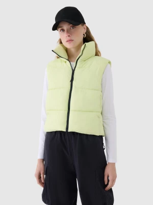 Obrázek produktu Dámská péřová vesta cropped s výplní ze syntetického peří - zelená 4F