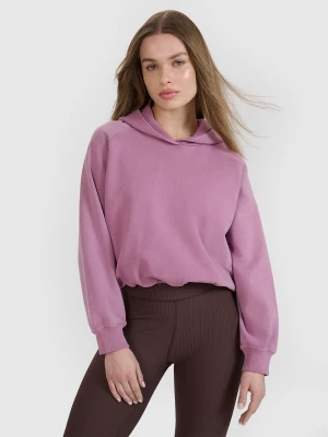 Obrázek produktu Dámská tepláková mikina cropped bez zapínání s kapucí 4F x Anna Lewandowska - růžová růžový