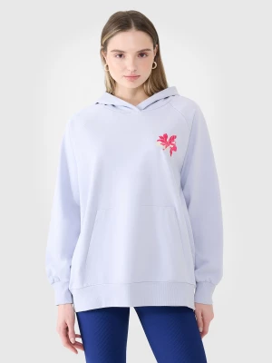 Obrázek produktu Dámská tepláková mikina oversize bez zapínání a s kapucí - modrá 4F