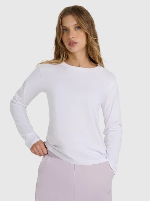 Obrázek produktu Dámské hladké tričko oversize s dlouhými rukávy - bílé 4F