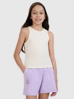 Obrázek produktu Dívčí crop top slim z žebrované pleteniny - bílý 4F