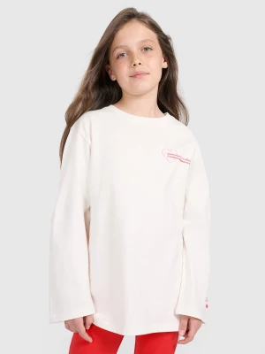 Obrázek produktu Dívčí oversize longlseeve s potiskem - bílý 4F