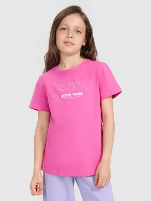 Obrázek produktu Dívčí regular T-shirt s potiskem - růžová 4F