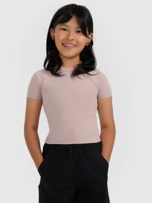 Obrázek produktu Dívčí slim crop top hladký - hnědý 4F