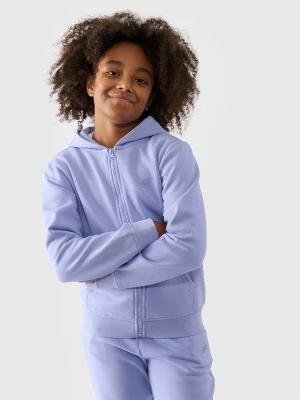 Obrázek produktu Dívčí tepláková rozepínací mikina s kapucí - denim 4F