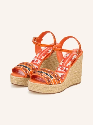 Obrázek produktu Dolce & Gabbana Boty Na Klínku Ricamo oranžová / zlatá / bílá