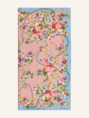 Obrázek produktu Dolce & Gabbana Hedvábný Šátek starorůžová / zelená / tmavě modrá