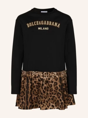 Obrázek produktu Dolce & Gabbana Šaty Z Kombinace Materiálů černá / světle hnědá / tmavě hnědá