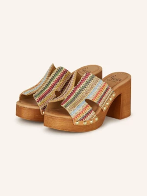 Obrázek produktu È Mia Mules Na Platformě S Nýty béžová / červená / zelená