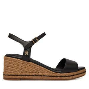 Obrázek produktu Espadrilky Tommy Hilfiger Mid Wedge Espad Leather FW0FW09340 Černá