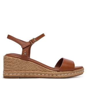 Obrázek produktu Espadrilky Tommy Hilfiger Th Monogram Leather Wedge Espadrilles FW0FW09340 Hnědá