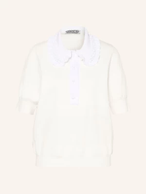 Obrázek produktu Essentiel Antwerp Pletené Polo Tričko Jewelry S Ozdobnými Kamínky A Volánky režná / bílá