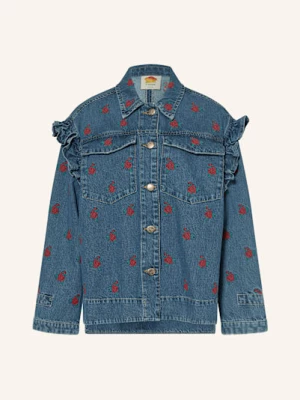 Obrázek produktu Farm Rio Džínová Bunda Flower Embroidered S Volánky modrá / červená / zelená