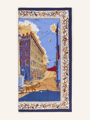 Obrázek produktu Ferragamo Hedvábný Šátek Palazzo tmavě modrá / tmavě červená / žlutá