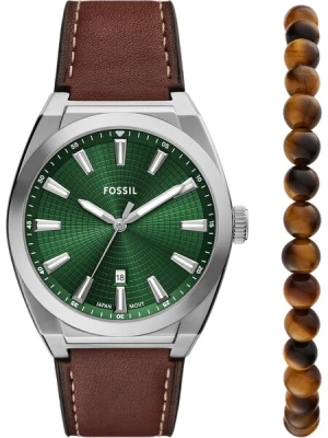 Obrázek produktu FOSSIL Analogové hodinky 'EVERETT'  tmavě hnědá / tmavě zelená / stříbrná