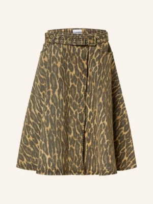 Obrázek produktu Ganni Džínová Sukně S Překříženým Střihem tmavě hnědá / tmavě žlutá / khaki