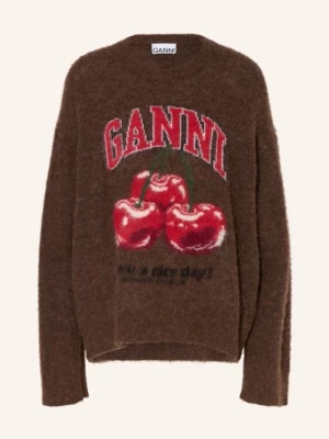 Obrázek produktu Ganni Oversized Svetr S Alpakou tmavě hnědá / červená