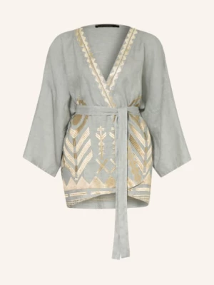Obrázek produktu Greek Archaic Kori Dámský Kimono Z Lnu světle šedá / zlatá