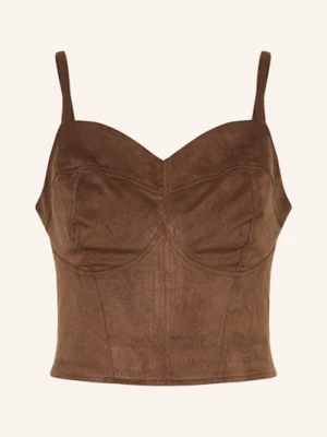 Obrázek produktu Guess Top V Koženém Vzhledu tmavě hnědá