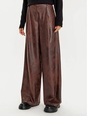 Obrázek produktu Haveone Kalhoty z imitace kůže PVI-M062 Hnědá Wide Leg