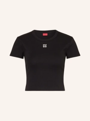 Obrázek produktu Hugo Cropped Tričko Delanor černá / bílá