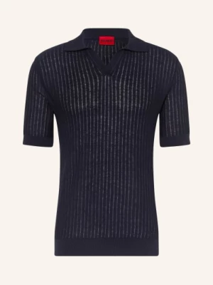 Obrázek produktu Hugo Pletené Polo Tričko Seemant Regular Fit S Lnem tmavě modrá