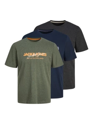 Obrázek produktu JACK & JONES Tričko 'JJAlvis'  námořnická modř / tmavě šedá / zelený melír / oranžová