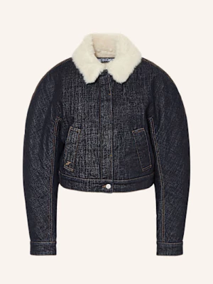 Obrázek produktu Jacquemus Džínová Bunda Le Bomber De-Nîmes Ovalo S Umělou Kožešinou 390 dark navy
