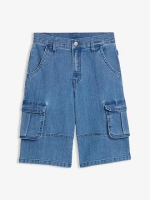 Obrázek produktu Jeansowe bermudy bojówki o kroju loose fit, z regulowanym pasem bonprix